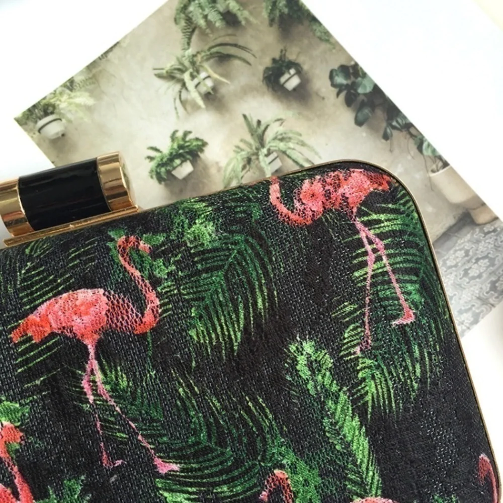 NEW!! Chic Black Flamingo Clutch